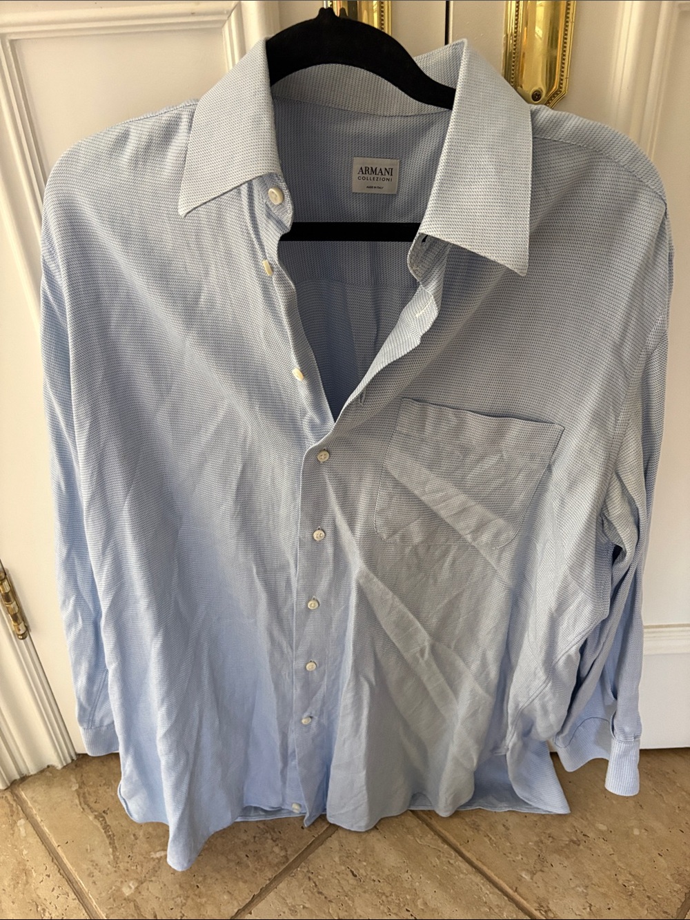 Armani Collezioni Light Blue Men's Dress Shirt with Point Collar